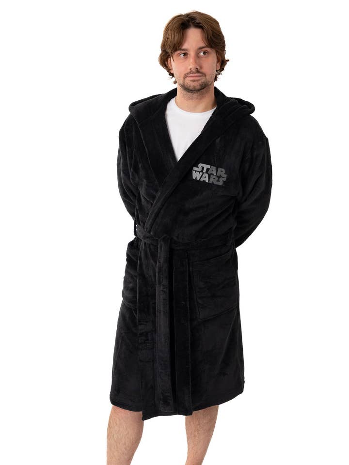 Star Wars Mens Black Darth Vader Hooded Bathrobe for wholesale by Vanilla Underground