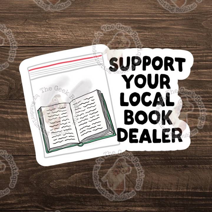 3" Vinyl Book Dealer Bookstore Shop Small Snarky Fun Sticker for wholesale by The Geek Boutique