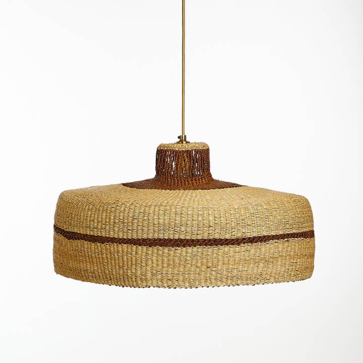 Deeply Pendant Lamp | Handwoven Straw Lighting with Colour Accents for wholesale by GOLDEN EDITIONS