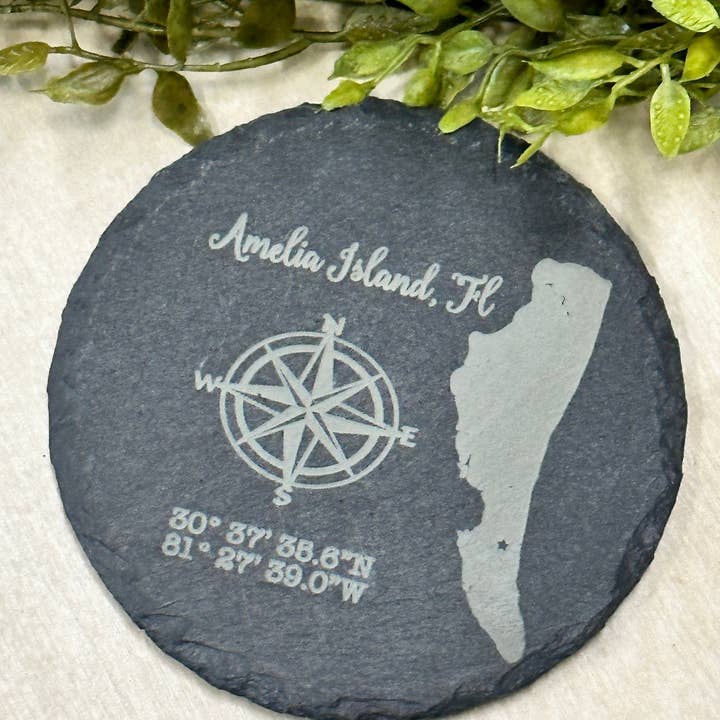 Amelia Island Slate Coaster for wholesale by Paisley Grace Makery