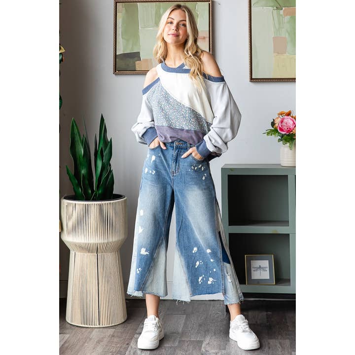 WASHED CROPPED DENIM JEANS for wholesale on Faire