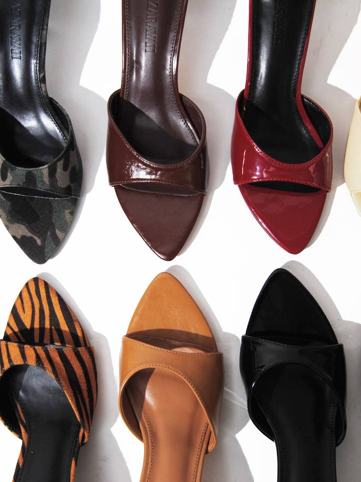 Classic Open-Toe Kitten Heel Pointed-Toe Small Heel Mules for wholesale by Azarayah