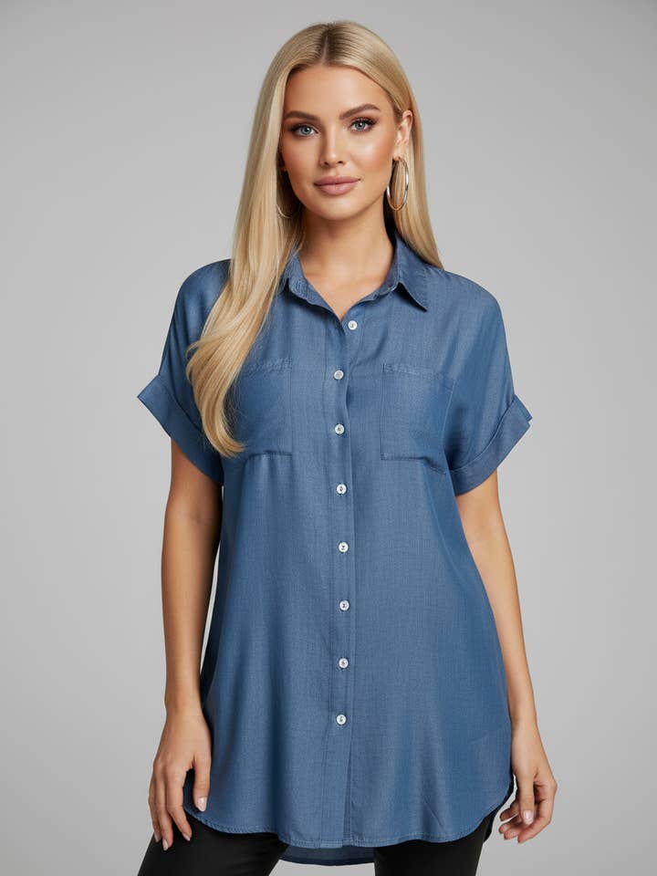 560 Chambray Ease-knappblus för wholesale av LTX Sportswear