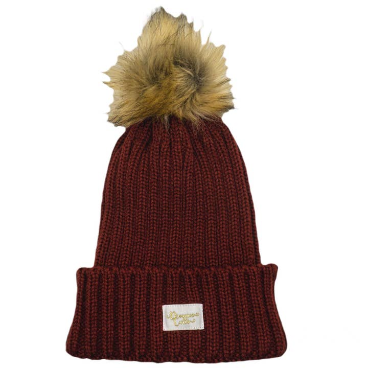 Gorro Forrado de Satén Dreamee Curls con Pom Pom Desmontable Burdeos para venta al por mayor de Luxury Hair Products