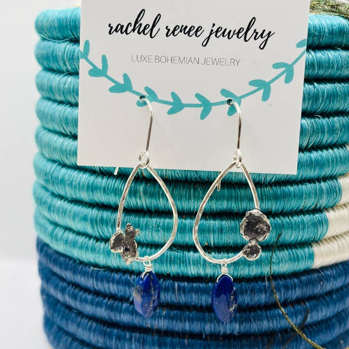 Rachel Renee Jewelry - Wholesale Dangle Earrings - LINDA Lapis Water Cast Teardrop Earrings5