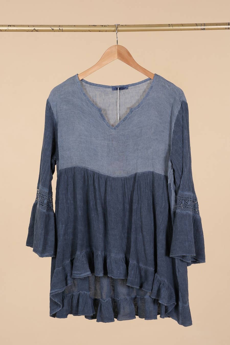 la maison des fibres naturelles - Wholesale Tunic - Women's - Ruffled cotton linen tunic 1003 10% linen 90% cotton3