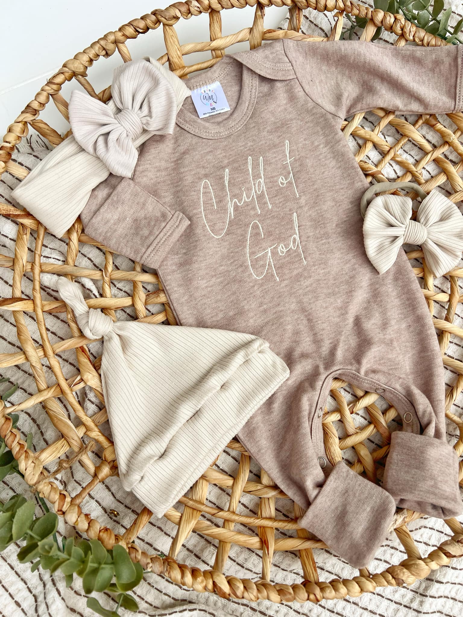 Wonderfully Made - Wholesale Clothing Set - Baby - Baby Romper | Child of God Mocha Brown Outfit4