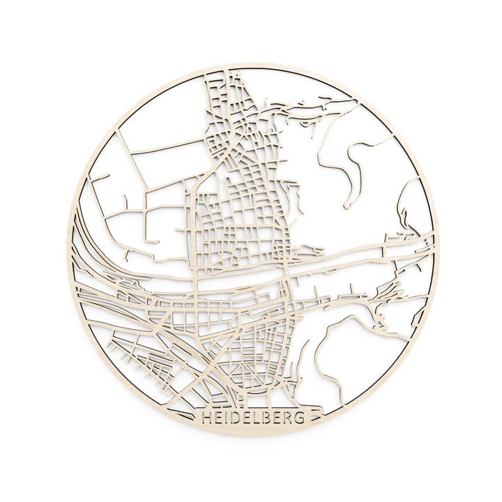 Carte de la ville en bois, Allemagne Heidelberg pour la vente par Papurino