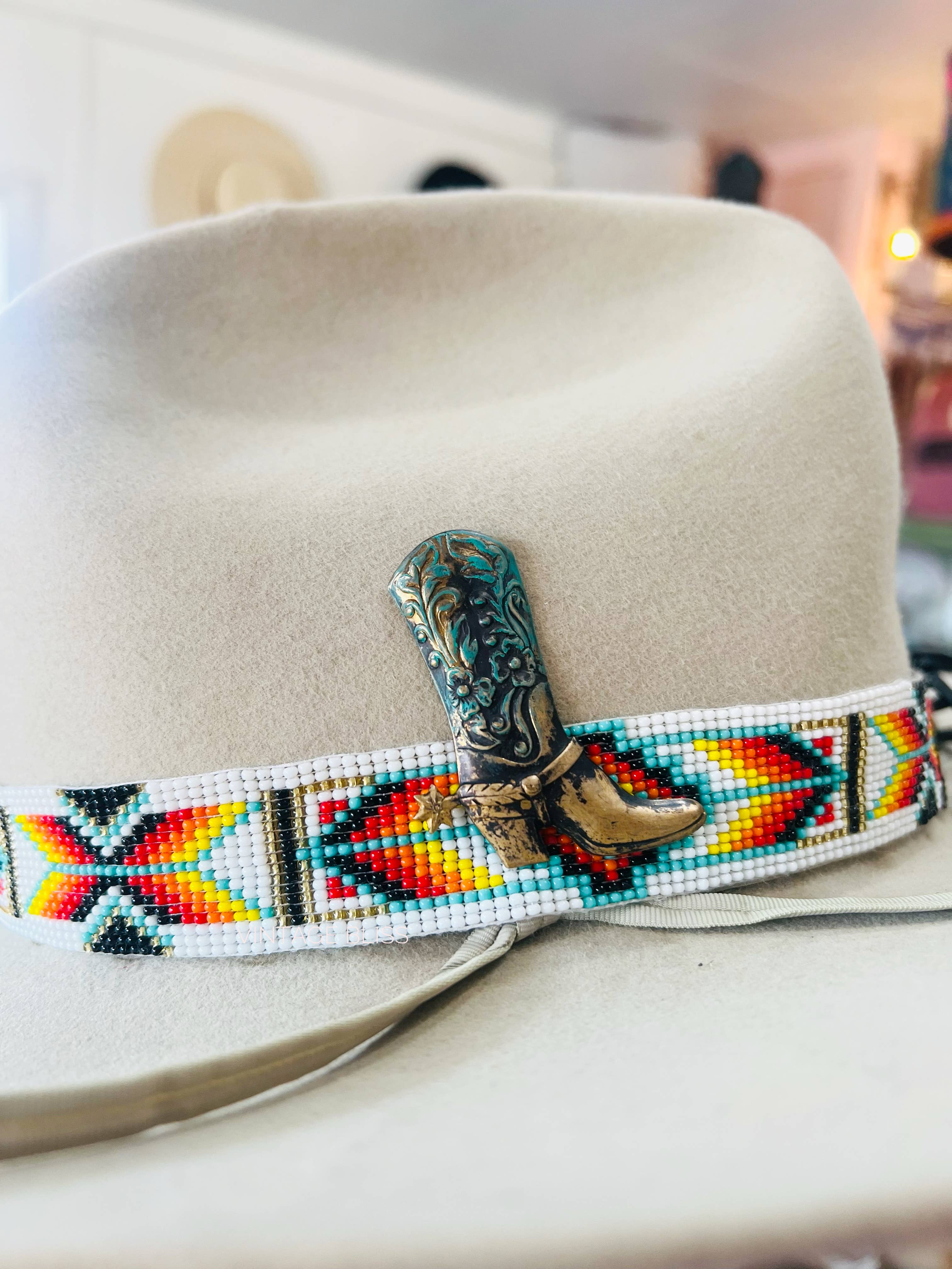 Vintage Bliss - Wholesale Hat Accessory - Women's - Western Turquoise Brass Cowboy Boot Hat Pin2