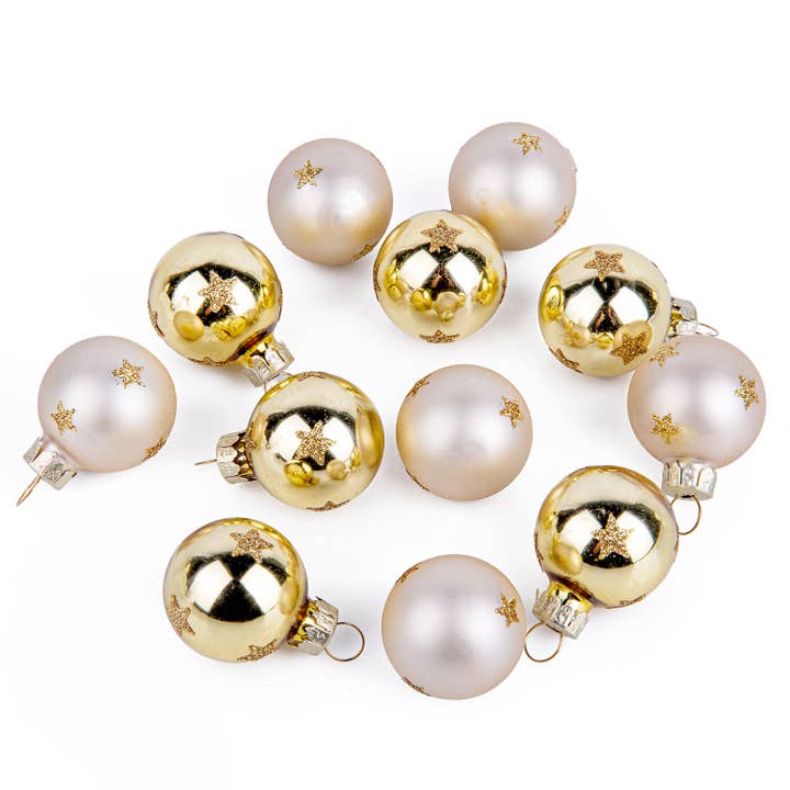 Ensemble de 12 décorations de sapin de Noël en verre (couleur : or) pour la vente par STP