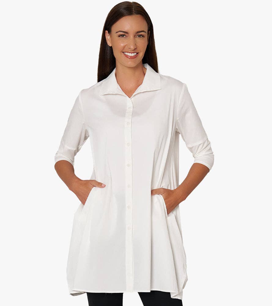 Stella Carakasi - Wholesale Tunic - Women's - Women's 3/4 Sleeve A-Line Cotton Poplin Tiburon Tunic Icon49