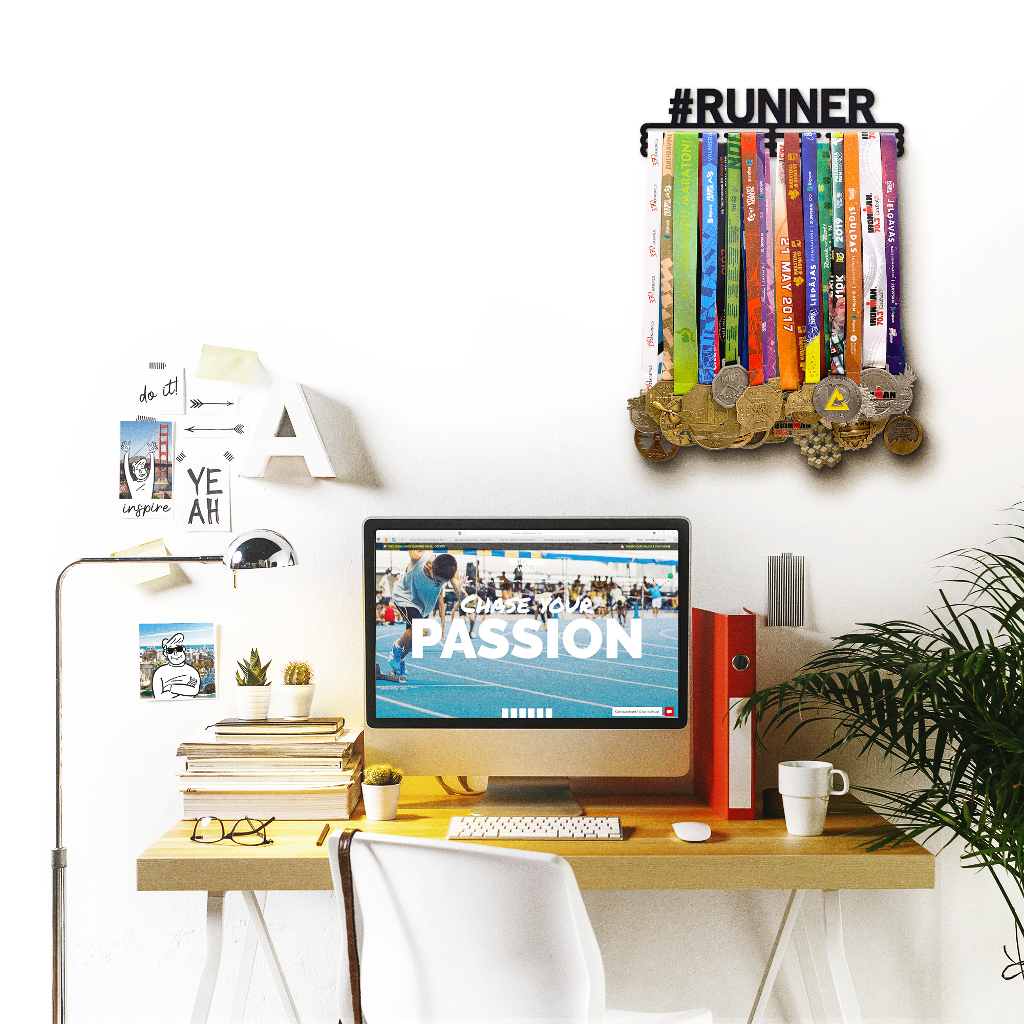 United Medals - Wholesale Wall Hook - Medal hanger #RUNNER - Matte Black - Large6