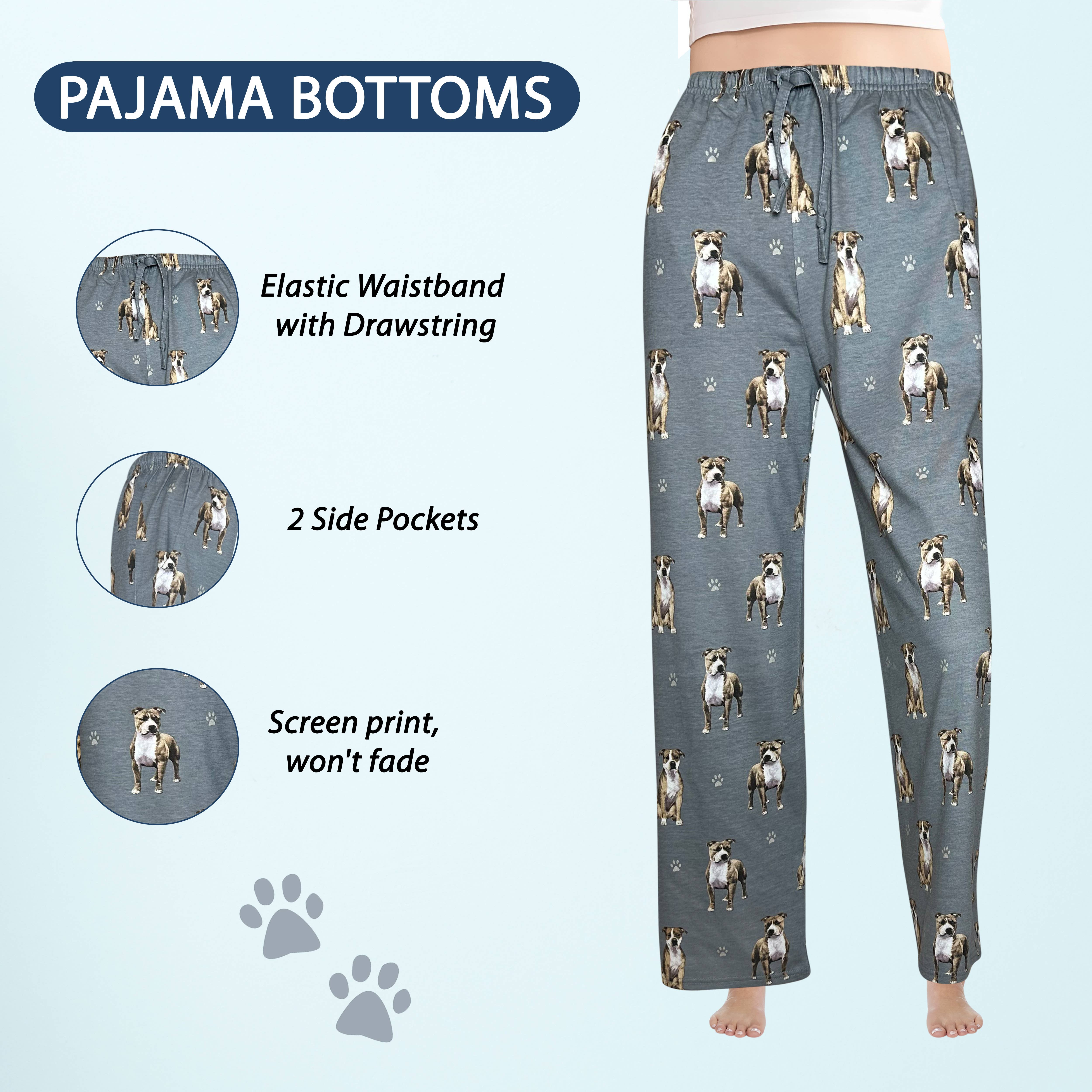 E&S Pets – calças de pijama - Mulher por atacado – Pit Bull Pijama Bottoms - Calças Pet Lover Pijama1