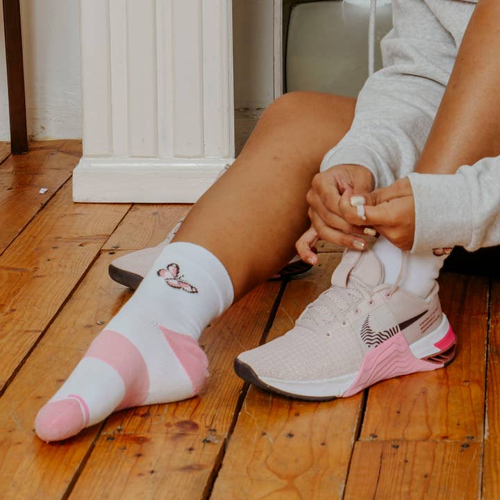 Dr. Motion - Wholesale Socks - Women's - Placed Butterfly | Mid-Crew Compression Socks For Women