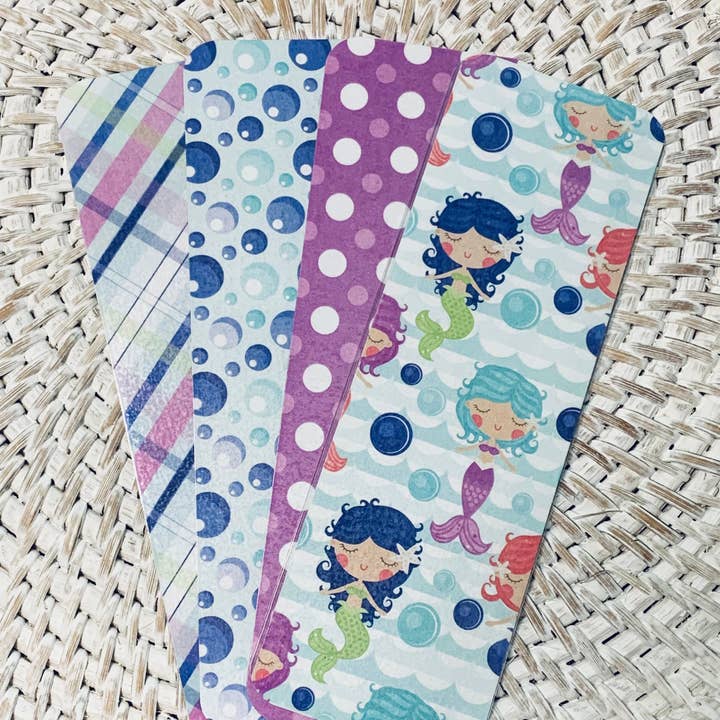 Havfrue Laminerede Bogmærker - Ocean af Sjov Bogmærker - Sæt af 4 - 2x6 Runde Hjørne Bogmærker for engroshandel hos Ann Gregory Designs LLC