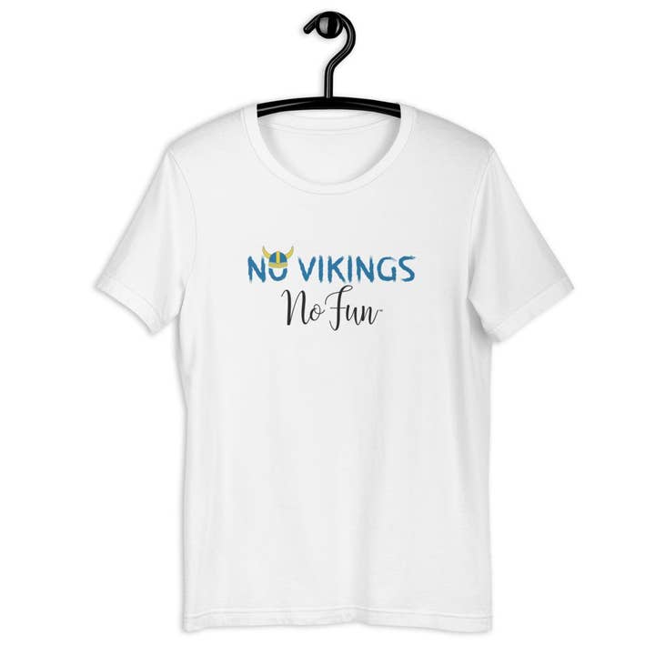 Geen Vikingen Geen Plezier, T-shirt, Wit voor wholesale door No Fun Company