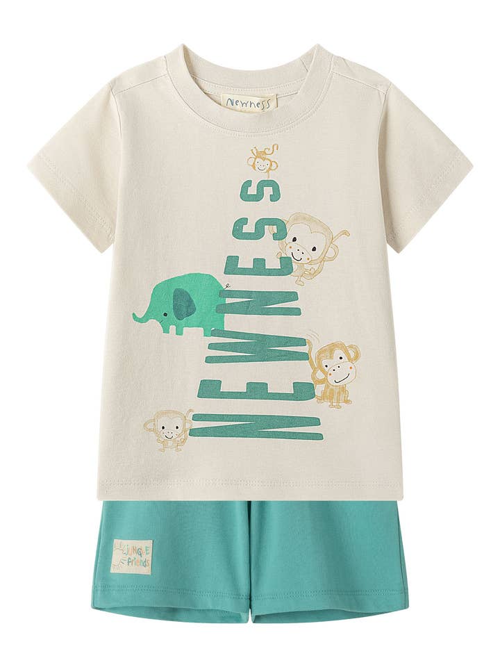 Sæt barn 2-6A beige t-shirt grønne bukser JBV66212 for engroshandel hos Newness Kids