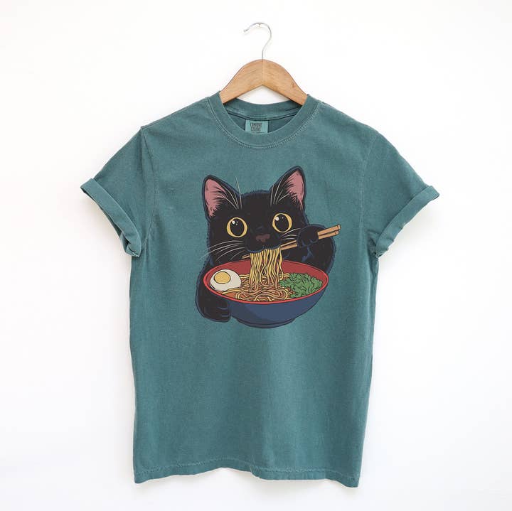 Blue Giraffe Inc - Wholesale Screen Printed T-Shirt - Women's - Cat Ramen T-Shirt1