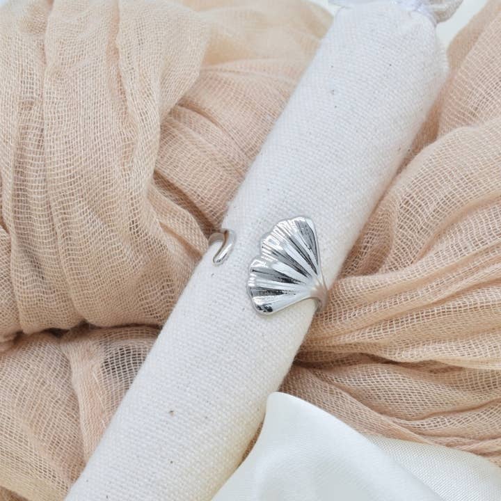 Kapyco - Wholesale Band/Stacked Ring - Ginkgo leaf ring in stainless steel - BG3102712