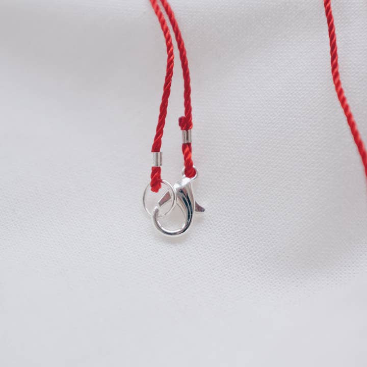 Lyon and Feather – Colar pingente/pendente por atacado – Colar de Mão de Hamsá Prateada com Fio Vermelho2