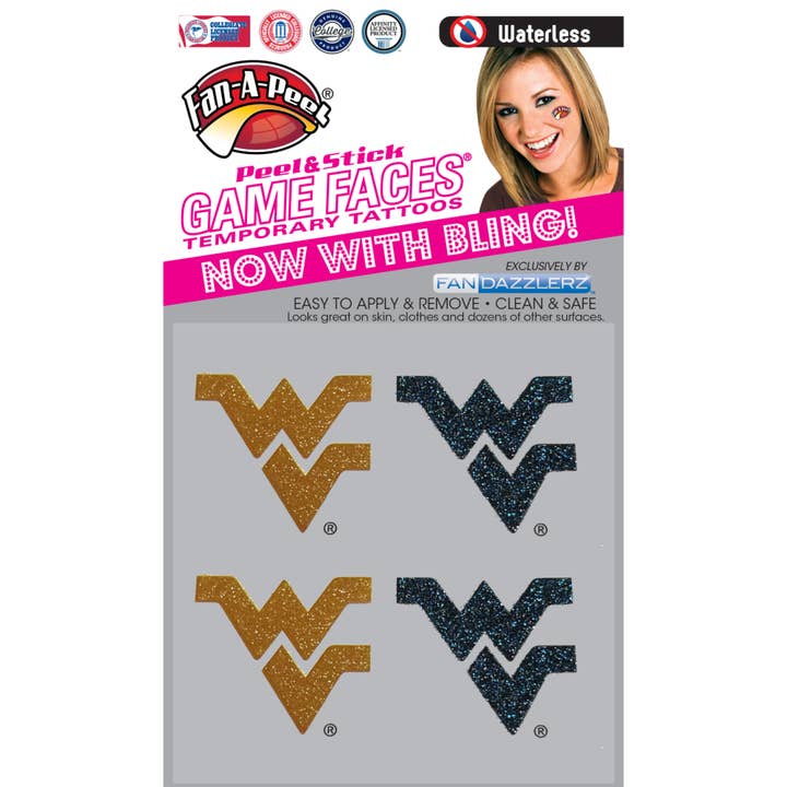 West Virginia Game Faces® Tatuagens Temporárias por atacado de Fanapeel / Gamefaces