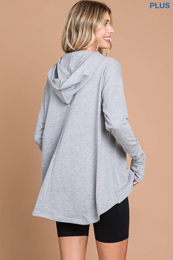 Culture Code - Vente Haut en maille – femme - CFH1935LX - HAUT À CAPUCHE ÉVASÉ SURDIMENSIONNÉ AVEC OURLET HAUT ET BAS15