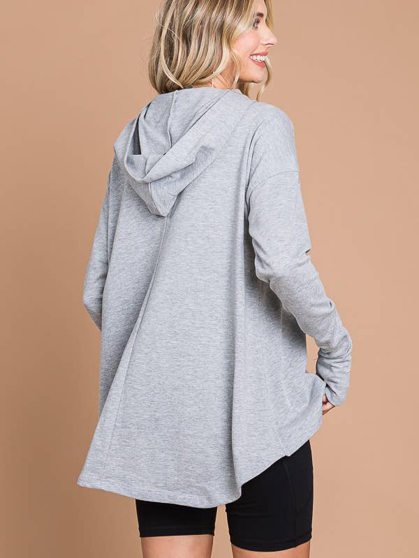 Culture Code - Vente Haut en maille – femme - CFH1935LX - HAUT À CAPUCHE ÉVASÉ SURDIMENSIONNÉ AVEC OURLET HAUT ET BAS15