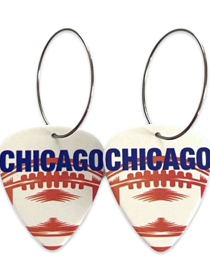 Boucles d'oreilles réversibles Chicago Football à un seul médiator pour la vente par Groupie Love