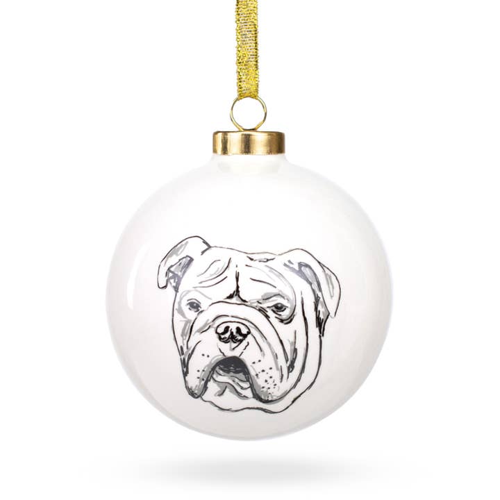 Bulldog Bollprydnad Vit/Grå/Svart 3,5" för wholesale av The Royal Standard