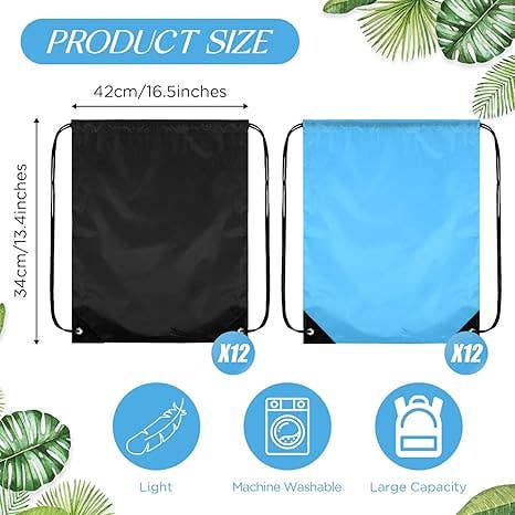 Crover - Wholesale Drawstring Bag - Unisex - Drawstring Backpack Bag (Black & Sky Blue)1