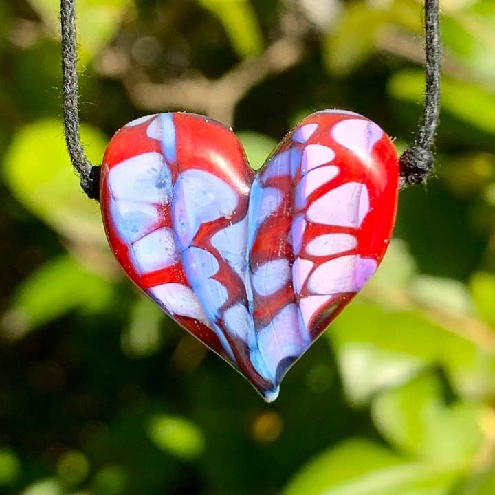 Ironwood Glassworks – Colar pingente/pendente por atacado – Colar Coração Vermelho + Rosa Roxo e Vidro Transparente1