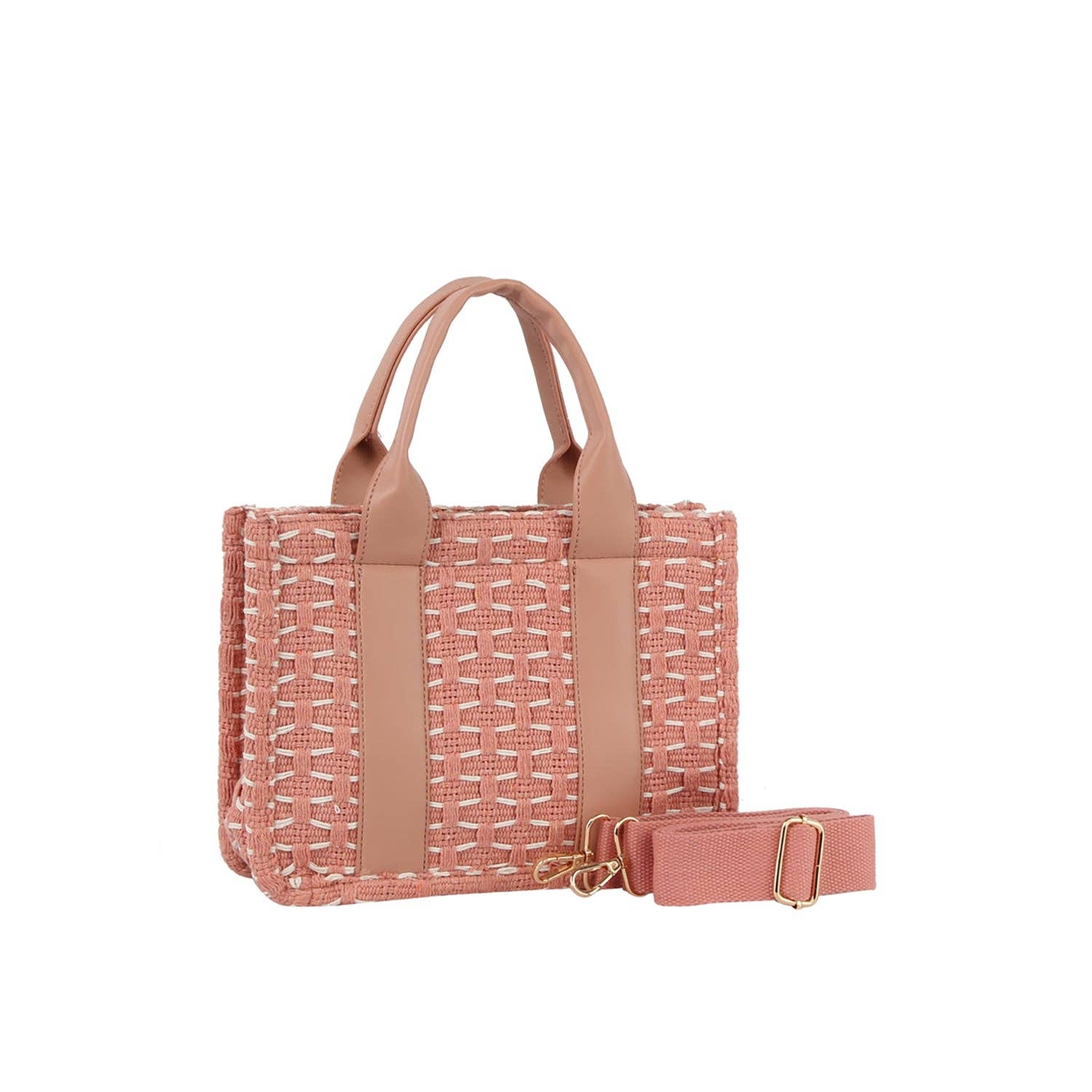 HR CORP - Wholesale Tote Bag - Women's - Ecostitch Woven tote bag with vegan leather handle6