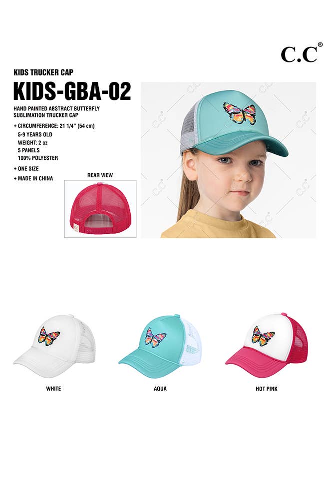 Hana - Vente Casquette de baseball – enfant - Casquette de papillon abstraite peinte à la main C.C Kids2