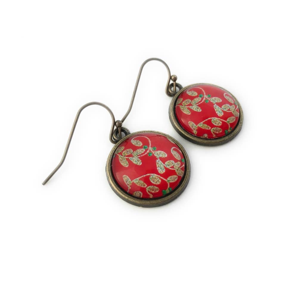 Fern & Filigree - Wholesale Dangle Earrings - Holiday Red Christmas Ornament Earrings