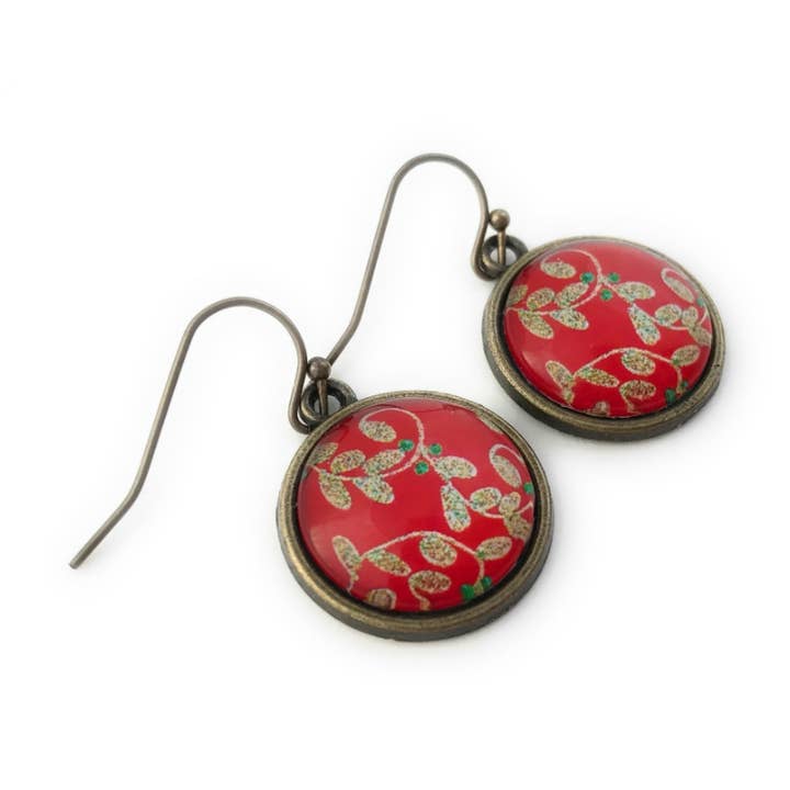 Fern & Filigree - Wholesale Dangle Earrings - Holiday Red Christmas Ornament Earrings0