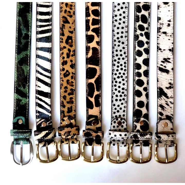 Hydestyle London – wholesale Belt – Women's – Dotty Monochrome Hair-On-Hide Womens Leather Belt 1