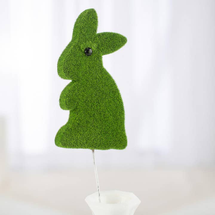 Factory Direct Craft - Wholesale Ornament - 12" Green Flocked Spring Easter Bunny Stem