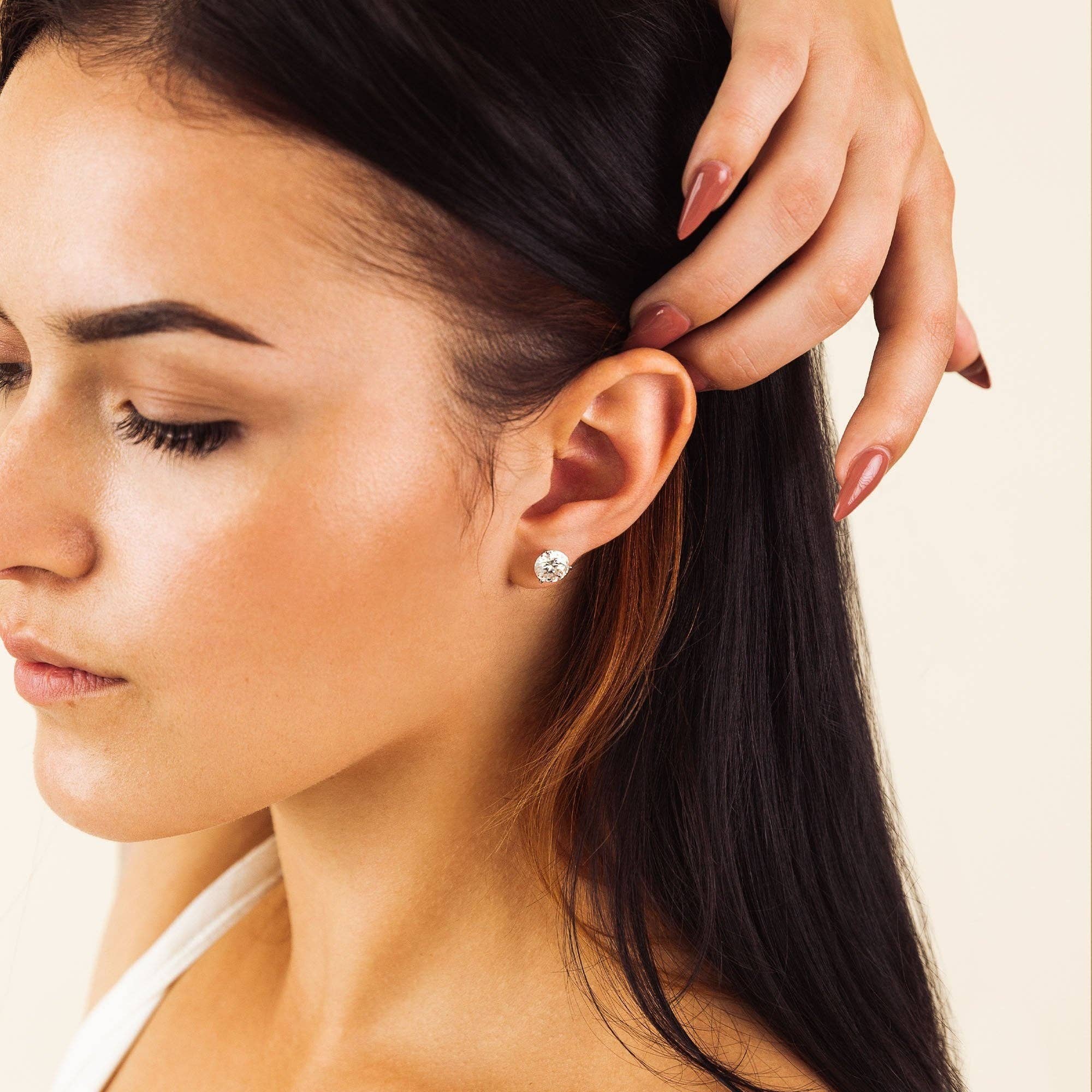 Lavishe Jewelry - Vente Clous d'oreille - Clous d'oreilles à tige en or massif 14 carats certifiés GRA en moissanite5