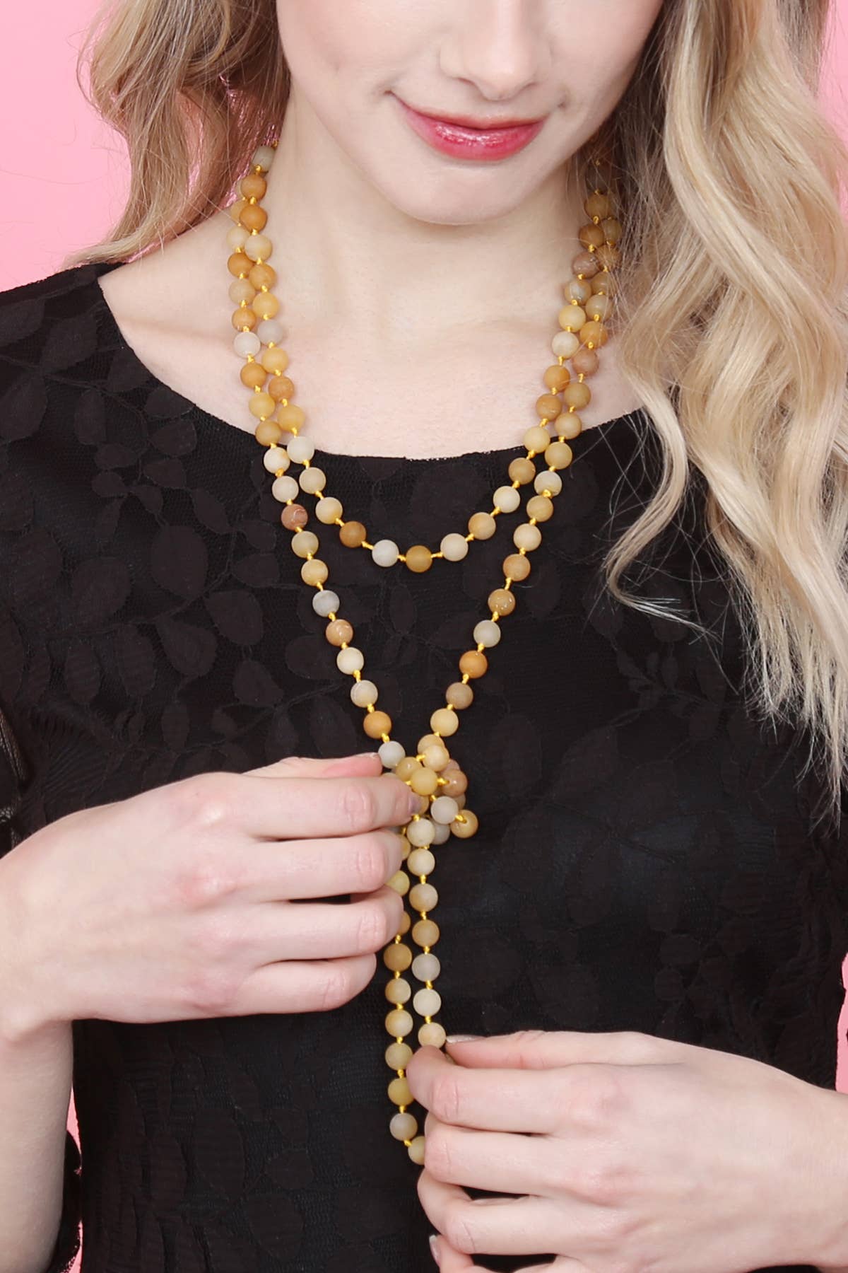 MYS Wholesale Inc - Wholesale Beaded/Pearl Necklace - Natural Stone Hand Knotted Long Necklace33