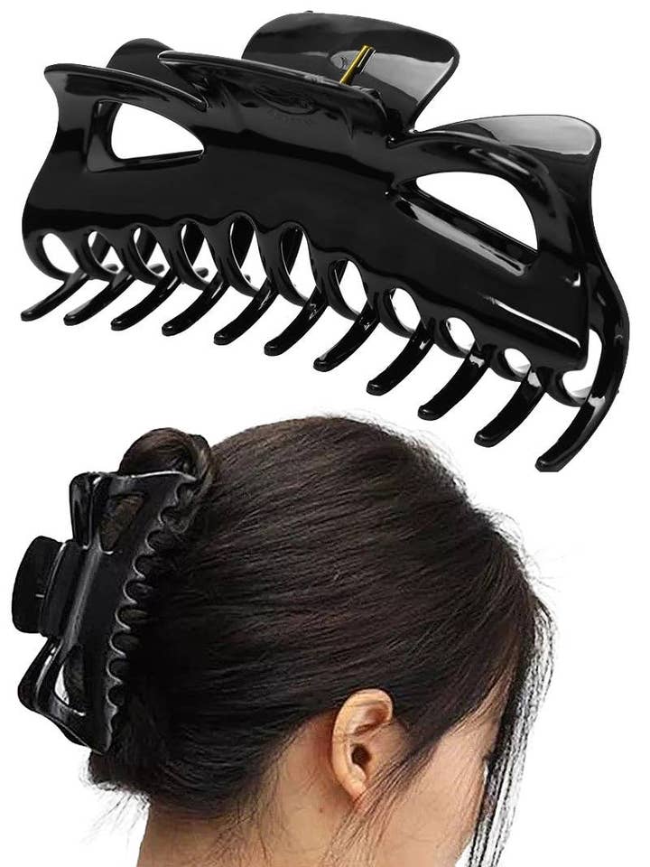 Pinza de Pelo Ancha Negra Brillante con Aberturas - 5 Pulgadas para venta al por mayor de Cap Zone