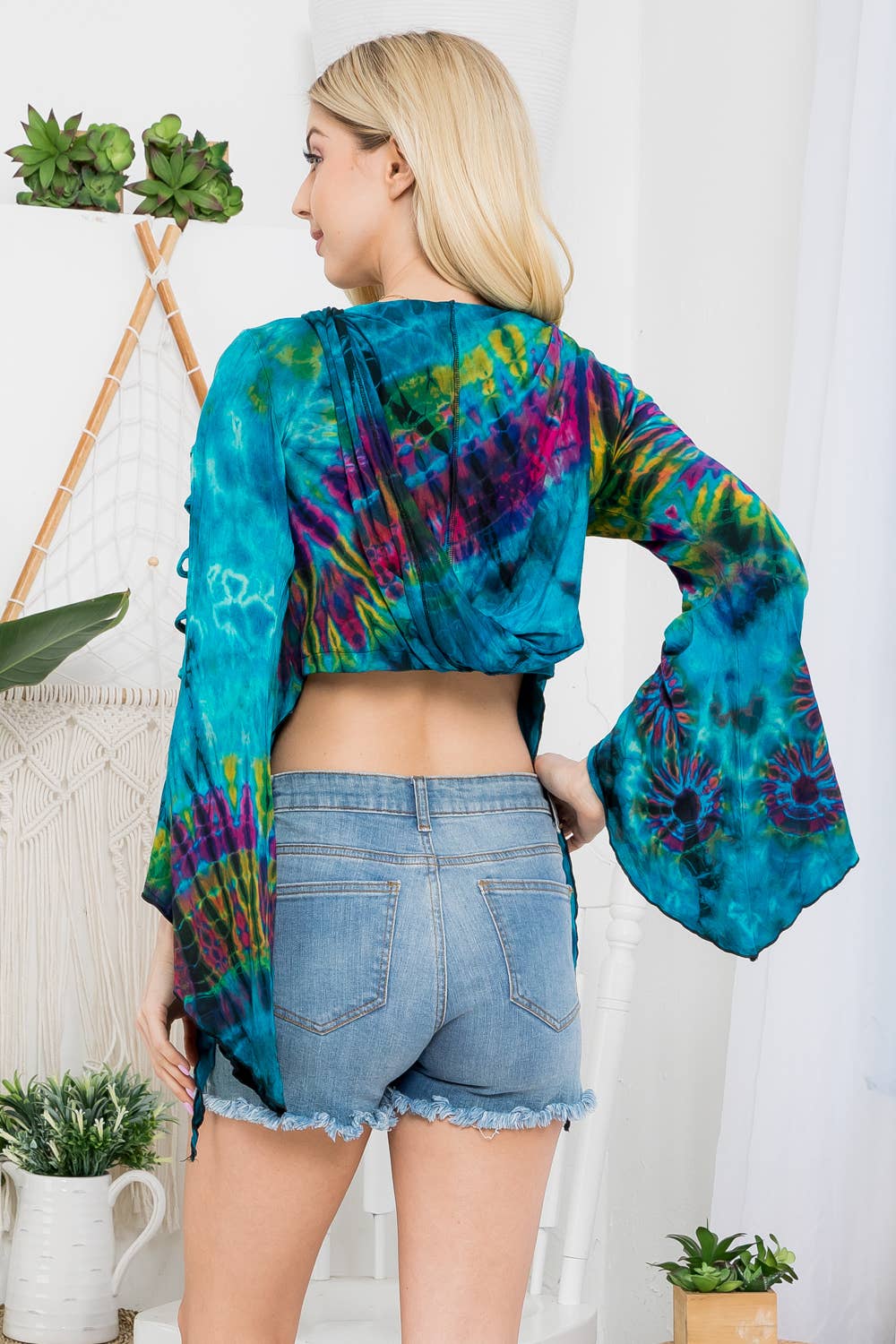 Kathmandu Imports – Großhandel Hoodie – Damen – Tie-Dye Gypsy Kapuzenpullover (TH-1586)1