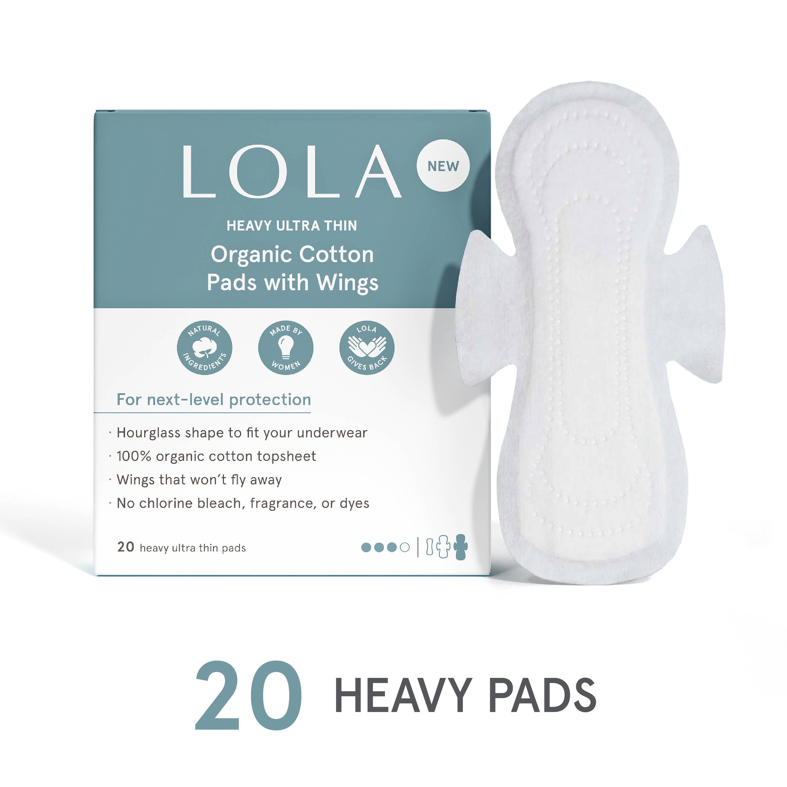 LOLA - Wholesale Menstrual Pad/Liner - 20ct Ultra Thin Pads w/ Wings, Heavy0