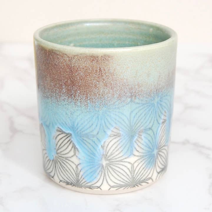 Whiskey Cup: Poppy Pod Print for wholesale by Compost Design