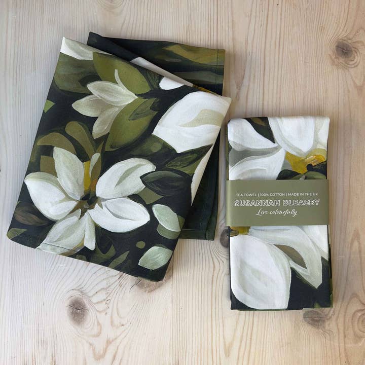 Susannah Bleasby Art - Wholesale Tea Towel - Cotton tea towel | Floral tea towel | 'Stella'2