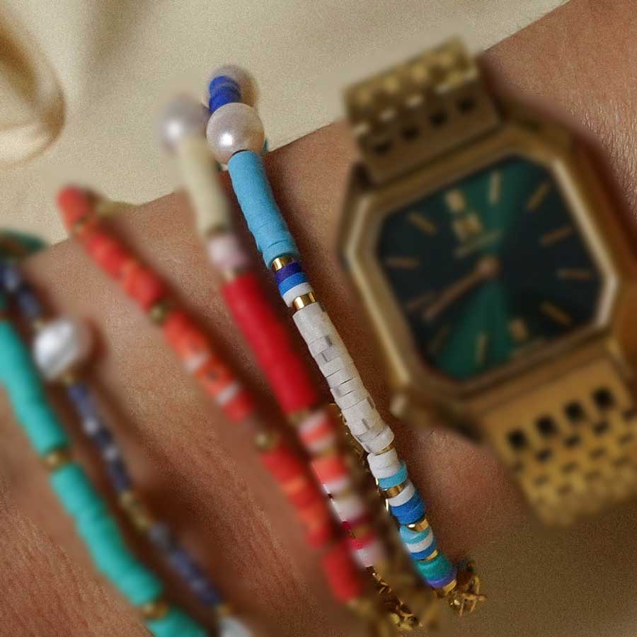 Bijoux 7bis - Wholesale Beaded Bracelet - Steel Rondelle Gum Beads Summer Bracelet4