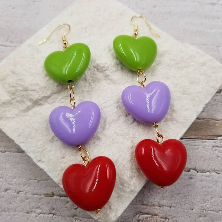 Valentine Sweet Candy Heart Earrings | 2 Colors for wholesale by Treasure Wholesale