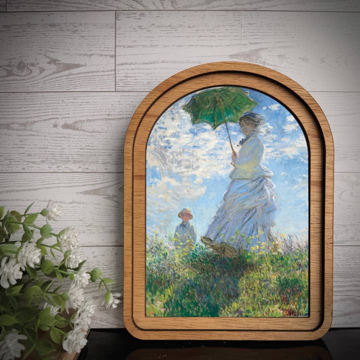 Arch Frame Art Print Victorian Woman Umbrella | Wood Frame for wholesale by Maci Loo Makings