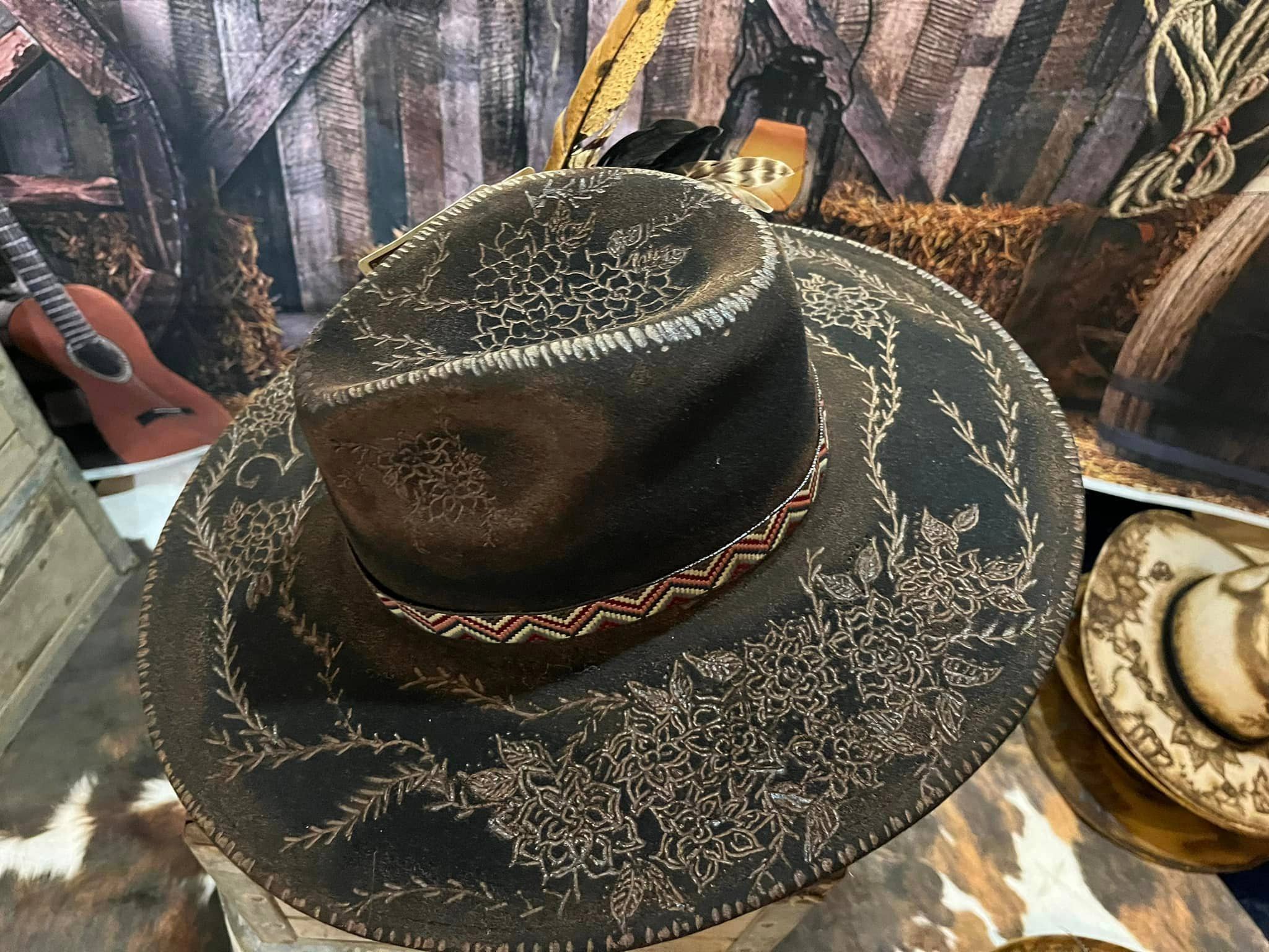 Feathered Gypsy Custom Hats and Boutique - Wholesale Cowboy Hat - Women's - Wild As Her Custom Burned Rancher3