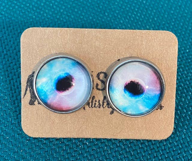 SMA Artistry Creations - Wholesale Stud/Post Earrings - 12mm Galaxy design glass cabochon stud earrings27