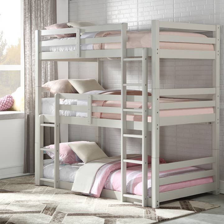Acme Furniture Industry, Inc. - Wholesale Bed - Kids & Baby - Ronnie Teenager Triple Bunk Bed (T/T/T), Light Gray2